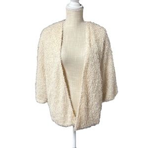 H&M Divided Long Sleeve Cardigan Sweater Fuzzy Cream Womens Size S